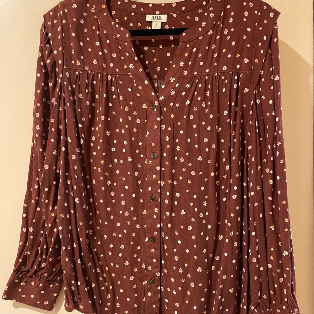 Brown Floral Print Top